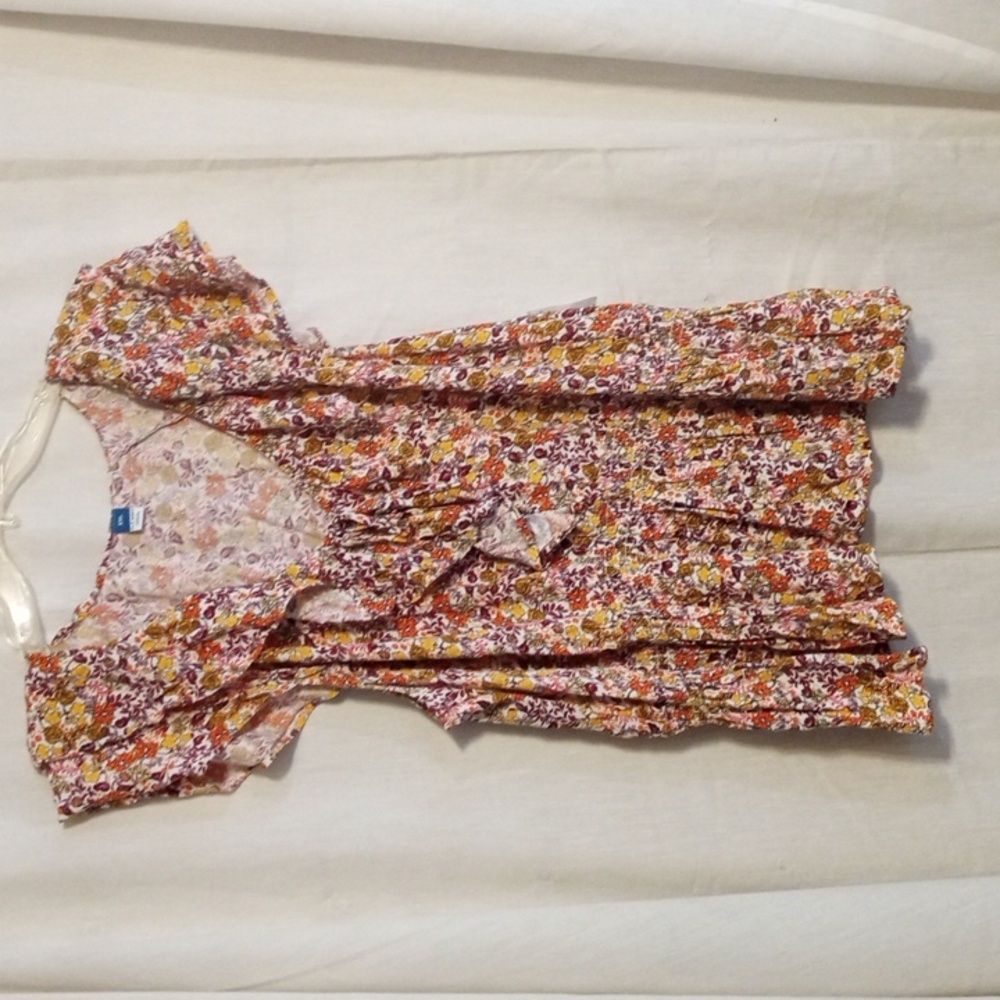 Old Navy Ditsy FallFloral Blouse Sz XXL Ruffle CapSleeve Peasant Cottage Prairie